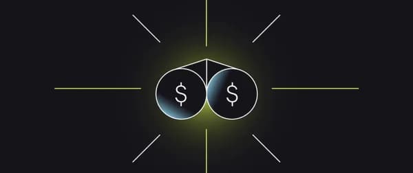 Two overlapping circles holding dollar signs, surrounded by rays - the Shopify Audiences key visual