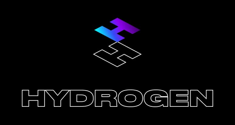 The Shopify Hydrogen logo: the Hydrogen mark in black with a blue-to-violet gradient above the HYDROGEN wordmark