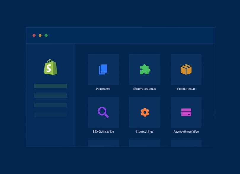 Icons für die Store-Management-Aufgaben rund um einen Shopify Store