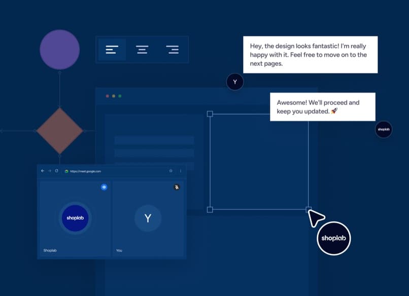 Figma-Workspace mit Designentwürfen und Feedback-Kommentaren während der Umsetzung